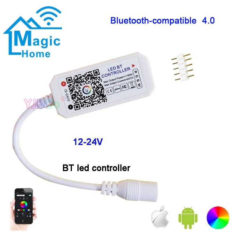 

Миниатюрный регулятор яркости RGBW, 12 В-24 В постоянного тока, 4-канальный диммер, Bluetooth-совместим с приложением 4,0 IOS Android для светодиодной ленты ...