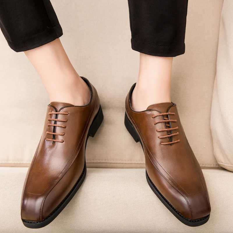 Misalwa с перфорированным носком С острым Мужские модельные туфли большие SIze38 48