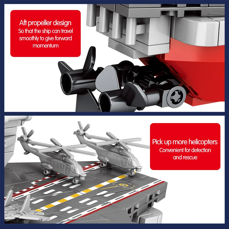 Новый городской полицейский технический военный корабль WW2 строительные блоки