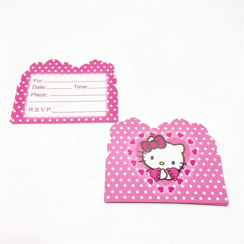 Cards-10pcs 1 шт., розовый рисунок hello kitty, 108*180 см, для украшения дня рождения, Детские вечерние принадлежности, одноразовая посуда, скатерть для душа ребенка - Цвет: Cards-10pcs