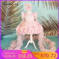 sequin glitter pink flower girl dress sleeveless girls princess wedding party dress first communion gown