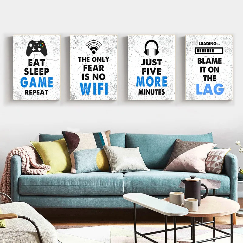 

Ешьте сон игра повторять настенный художественный постер геймер холст картина постер и принты картинки для детей мальчиков комната декор д...