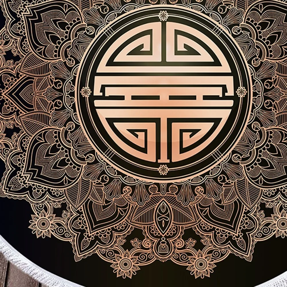 Микрофибра черное Пляжное Полотенце круглое 150 см китайское благословение