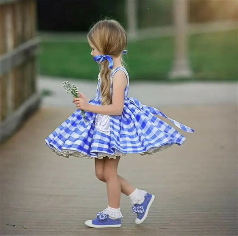 Детское платье для малышей принцессы маленьких девочек повседневное голубое