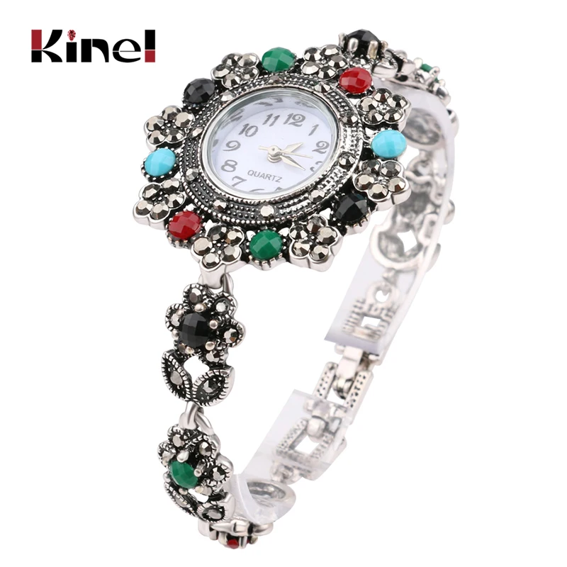 Изысканные декоративные часы в стиле ретро для женщин цветочные хрустальные