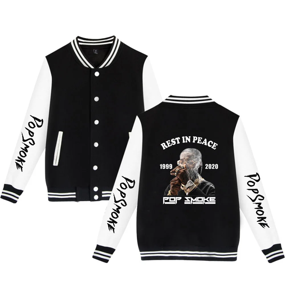 

RIP Hip Hop Rapper Pop Smoke Baseball Jackets Bomber Jacket Men Women Sweatshirt Casual Long Sleeve Hoodies Uniform Coat