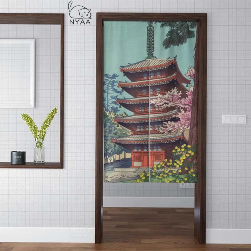 Занавеска на дверь Ukiyo-e в японском стиле красочное крепление комиксы Fuji Blossoms с