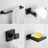 bathroom hardware set matte black towel bar towel ring 304 stainless steel soap holder cloth robe hook bathroom accessories
