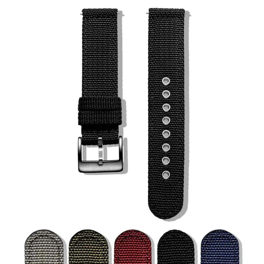 

Hemsut Canvas Watch Bands Black Quick Release Quality Nylon Watch Straps and Heavy Duty Brushed Buckle 18mm 20mm 22mm 24mm