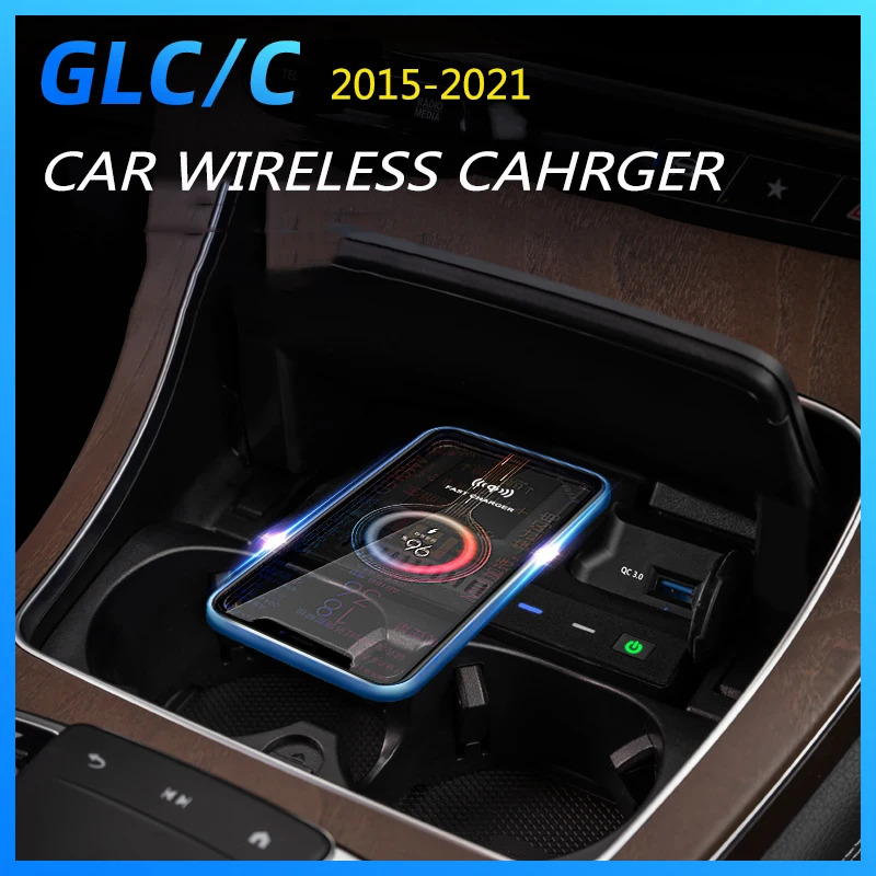Car Wireless Charger For Mercedes Benz W205 X253 AMG C43 C63 GLC43 GLC63 X253 C Class GLC Phone Fast Charging Charger Holder