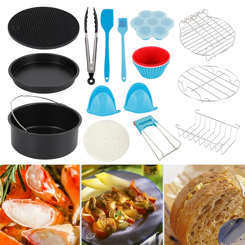 

17PCS/Set Barbecue Suit Home Accessories Fit for Baking Basket Pizza Plate Grill Pot Air Fryer Accessories 7 Inch