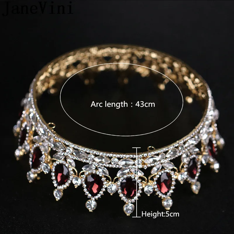 JaneVini винтажные женские диадемы и короны барочные стразы круглый кристалл