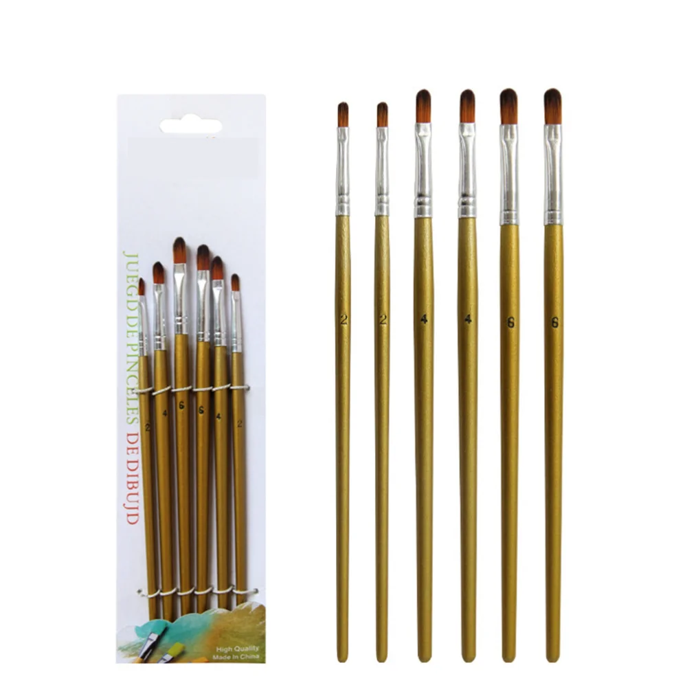 

12Pcs Paint Brushes Nylon Hair Brushes Art Flat Head Pens Painting Tool for Watercolor Oil Painting(Champagne)