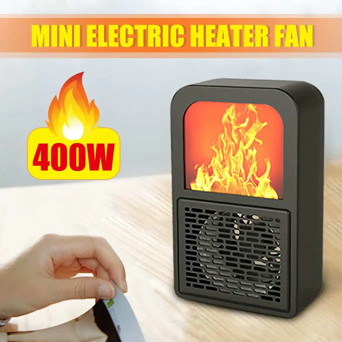 

3D Fireplace Mini Fan Heater 400W Portable Electric Heater Winter Warmer Heating Fan Office Living Room Desktop Air Heater