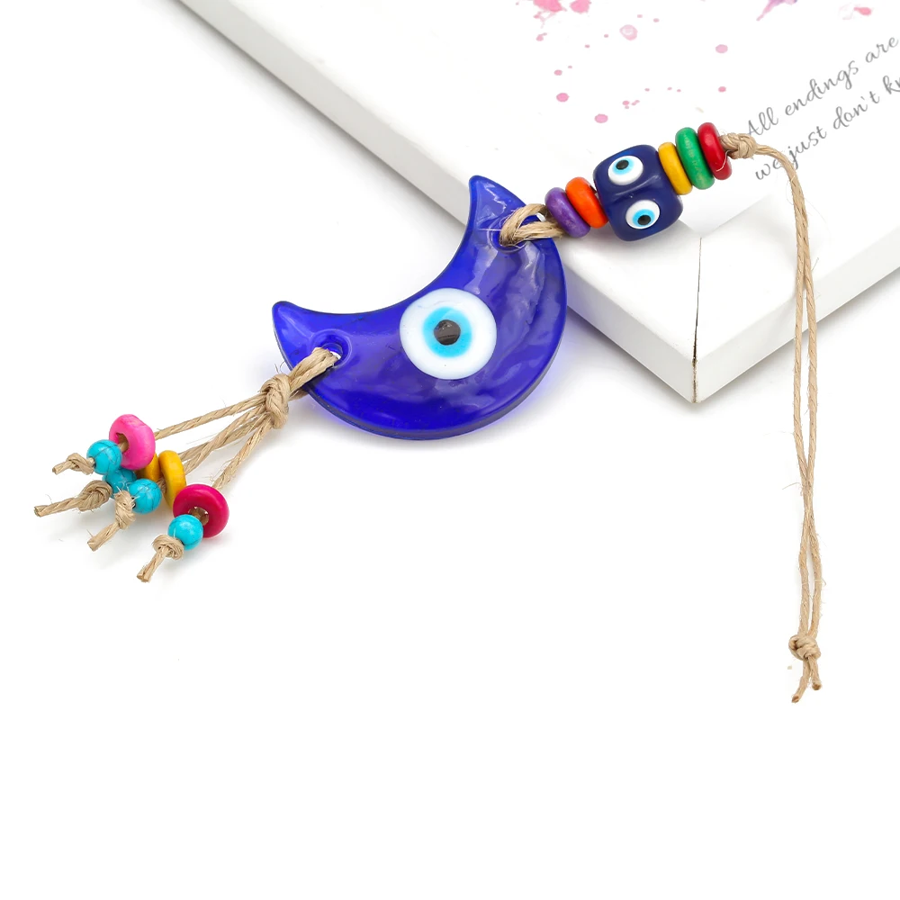 Lucky Eye Moon Evil Eye Charm брелок с кистями Веревка Цепь автомобильный брелок держатель настенный висячие украшения для женщин мужчин EY6534