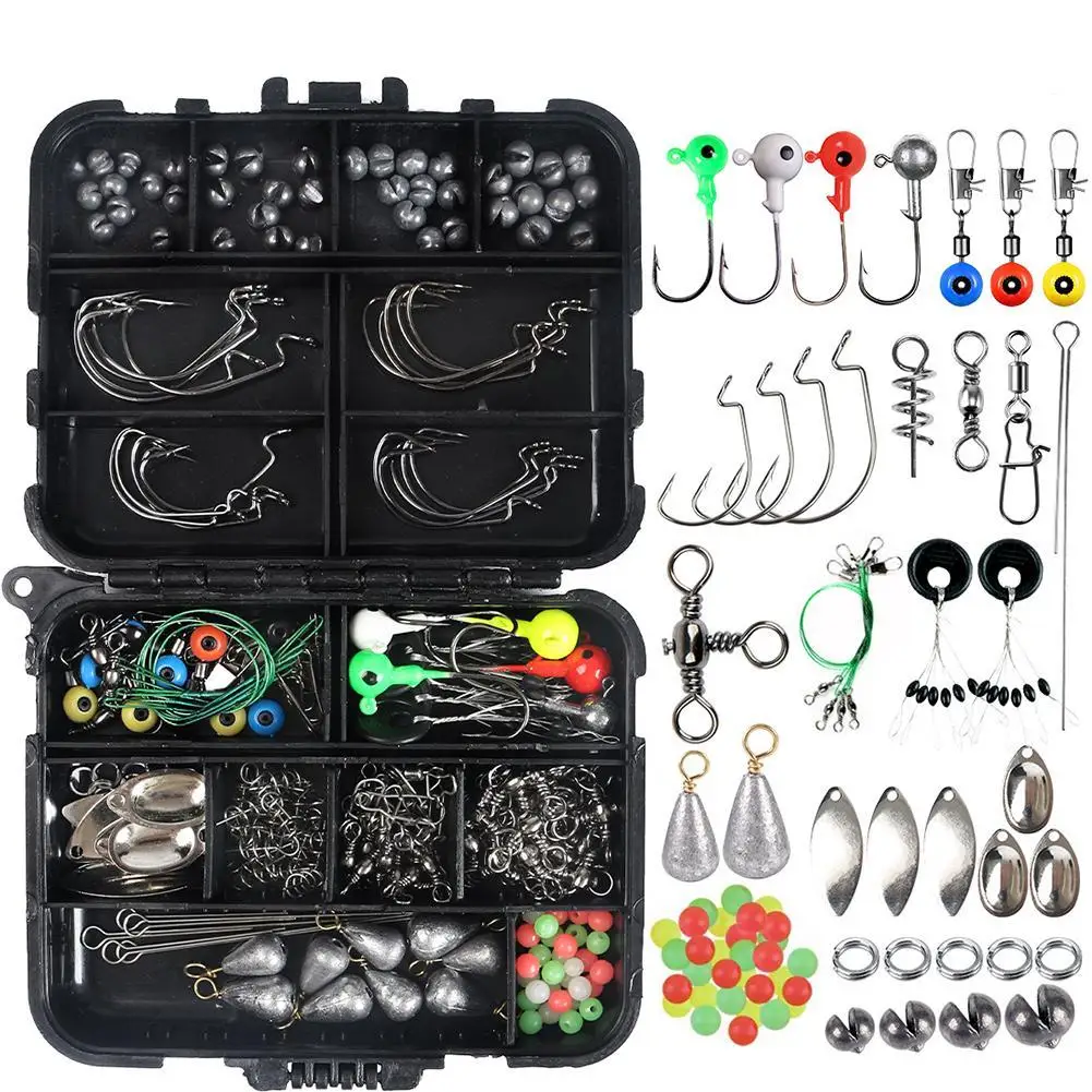 

New 246pcs/box Fishing Tackles Box Accessories Kit Set With Hooks Snap Sinker Weight For Carp Bait Lure Ice Winter Accessoires