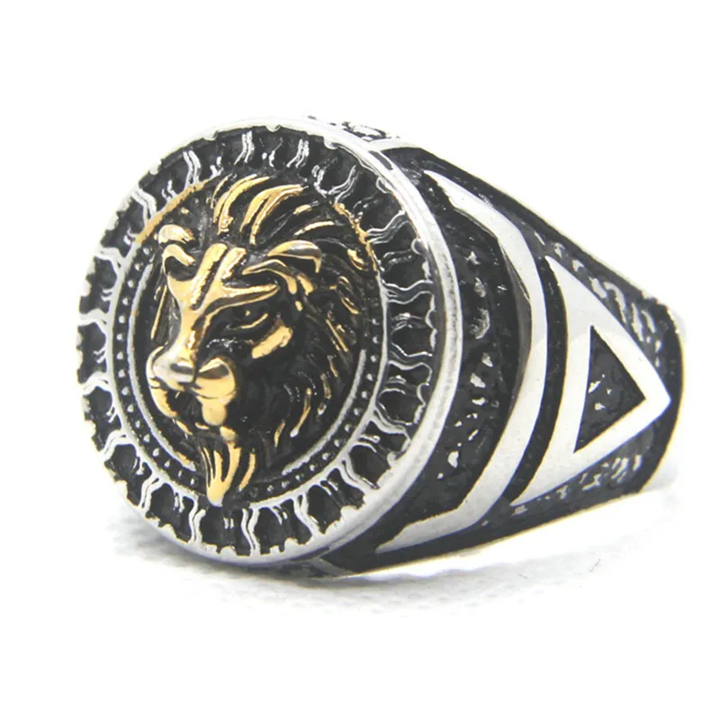 

5pcs/lot Stainless Steel Gold Silver Color Solid Lion Wolf Ring Punk Retro Animal King Rings Jewelry Size 7-13 Free Shipping