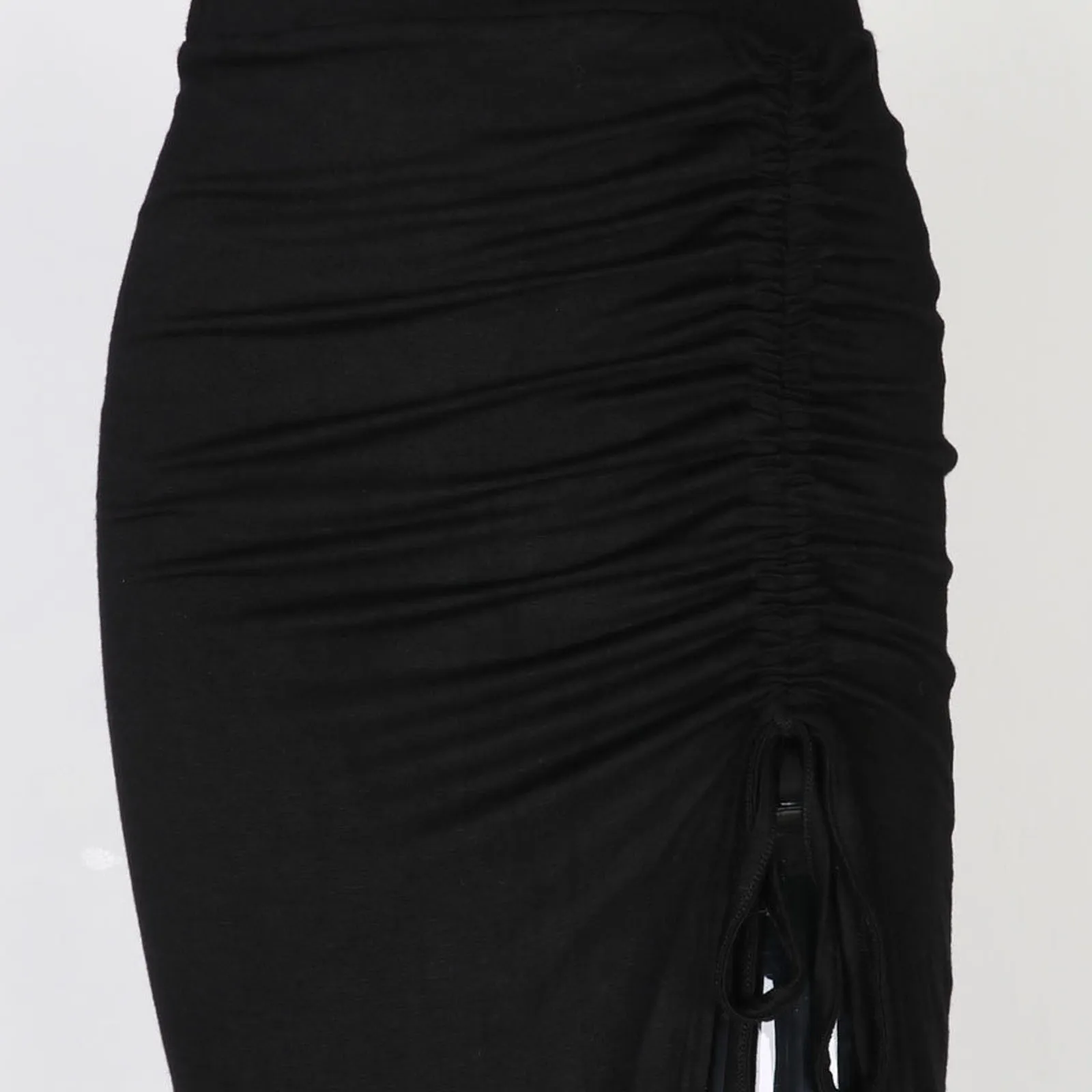 

Fashion Skirts Women Clothing High Waist Solid Slim Drawstring Sexy Casual Split Fork Skirt