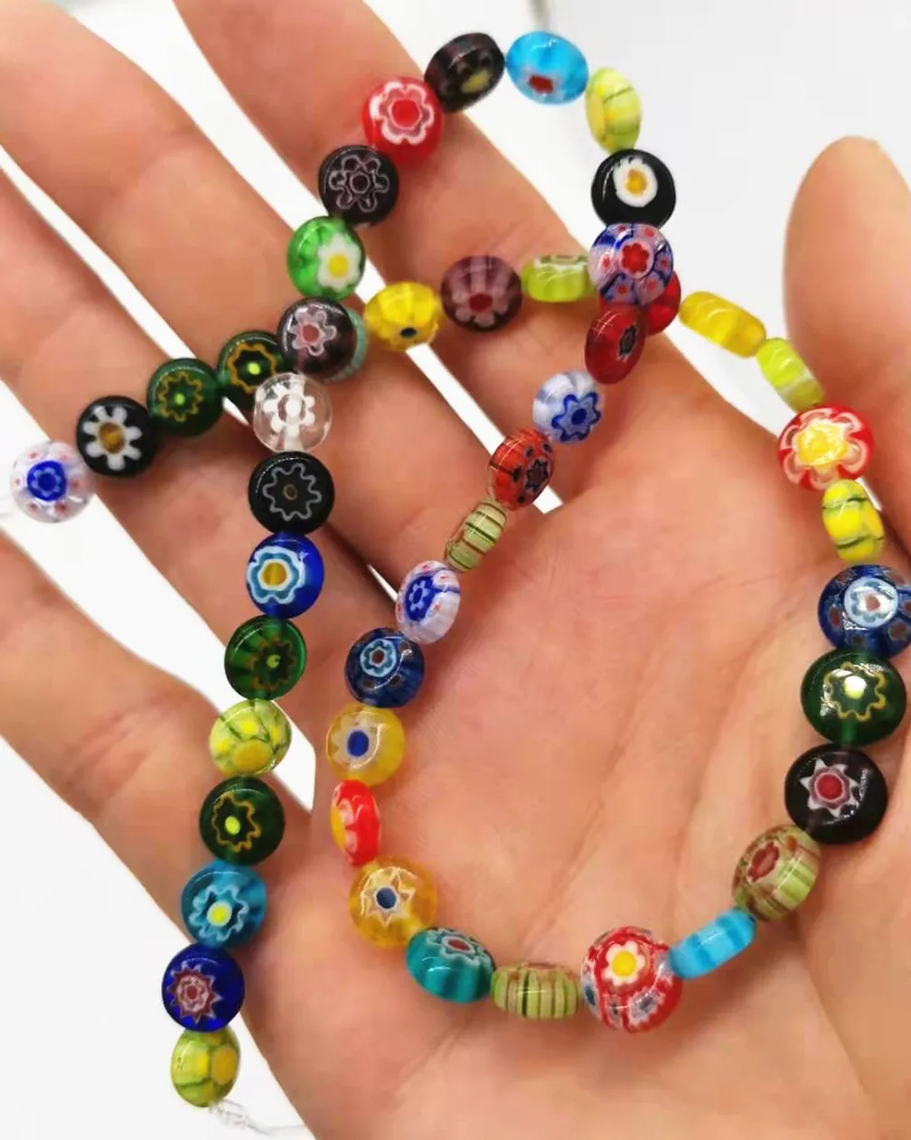 

Двухразмерные лампворк стеклянные круглые плоские монеты россыпью бусины для DIY ожерелье/браслет/серьги ручной работы 23 шт. бусины 8/10 мм