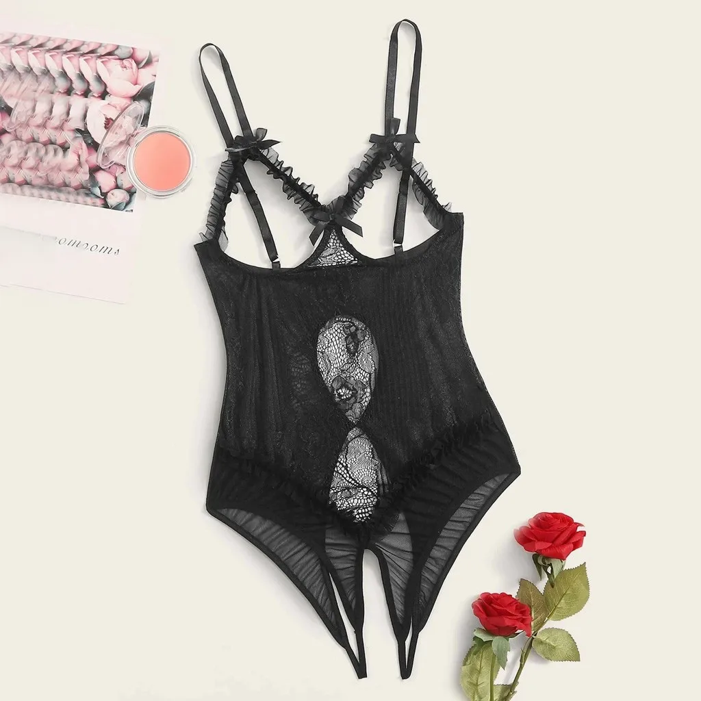Erotic Underwear Women Sexy Bodysuit Transparent Lace Backless Bust Sleepwear Lingerie For Adult Woman | Тематическая одежда и