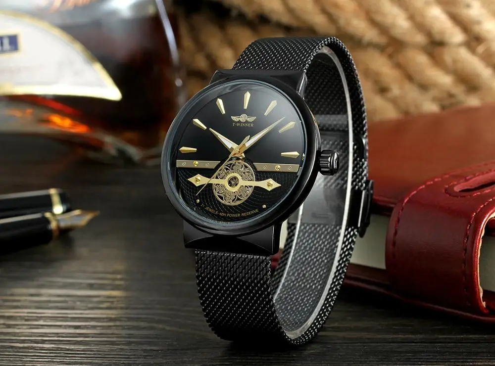 Часы наручные Winner Мужские механические модные брендовые Роскошные деловые