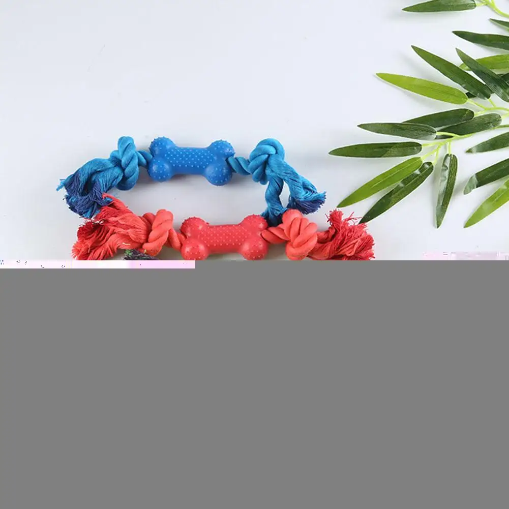 

Dog Chew Toy Durable Rubber Bone Braided Cotton Rope Toy Outdoor Tooth Puppy Toys Training Knot Pet Cleaning Molar Playing T7P0