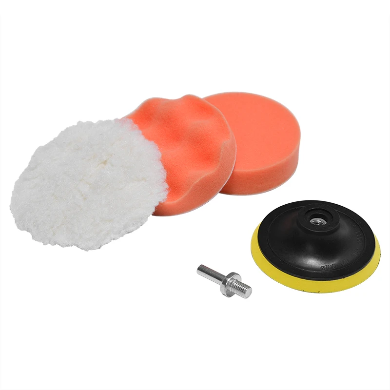 

4 Inch 100mm Gross Polish Polishing Buffer Pad Kit With M10 Drill Adapter High Performance Wool Foam Pad For Car Polisher Pads