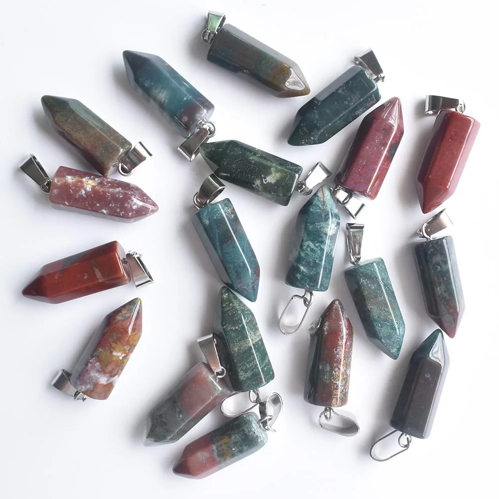 

2020 fashion good quality natural india onyx hexagonal pillar charms pendants fit necklace making 50pcs/lot Wholesale free