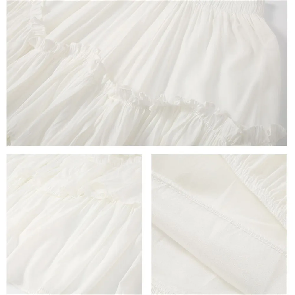 Винтажная черная белая однотонная плиссированная юбка с оборками женская