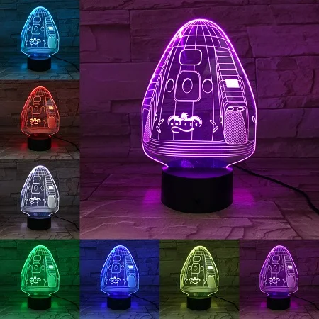 A VCity астронавт ракета 3D USB светодиодный ночник Иллюзия голограммы Оригинальная лампа подарок для детей друзей дома спальня спальный Декор - Испускаемый цвет: A