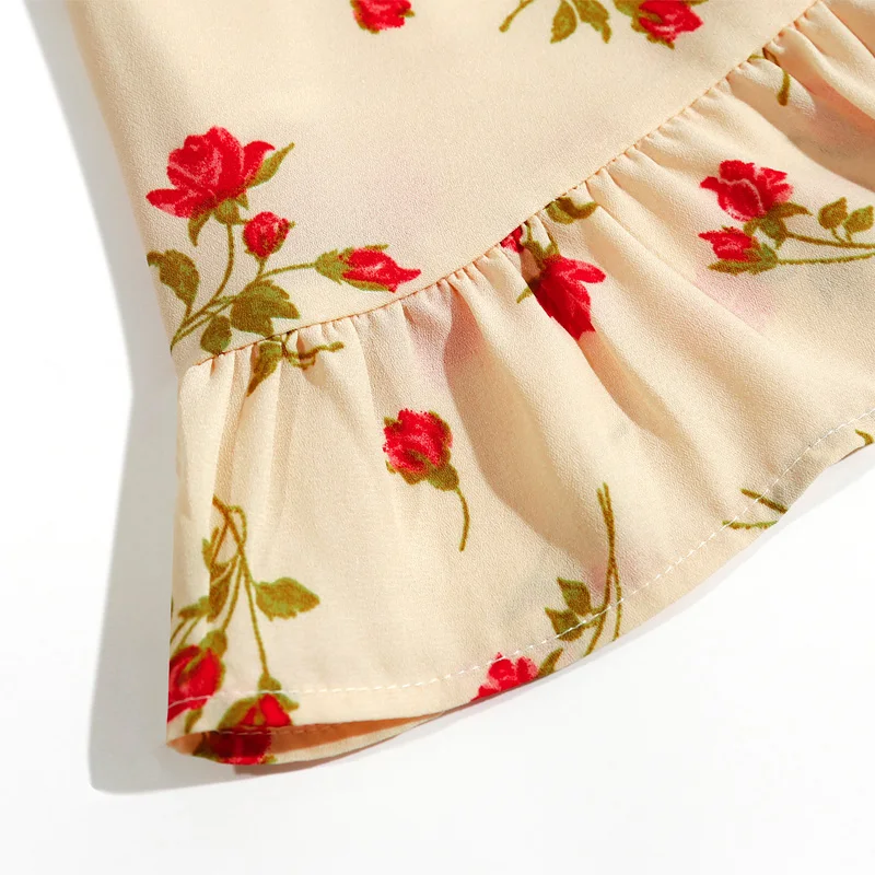 

Zoulv 2021 Casual Flower Printed Ruffled Decorative Slim Dress Vestidos Spring Summer Women's Dress