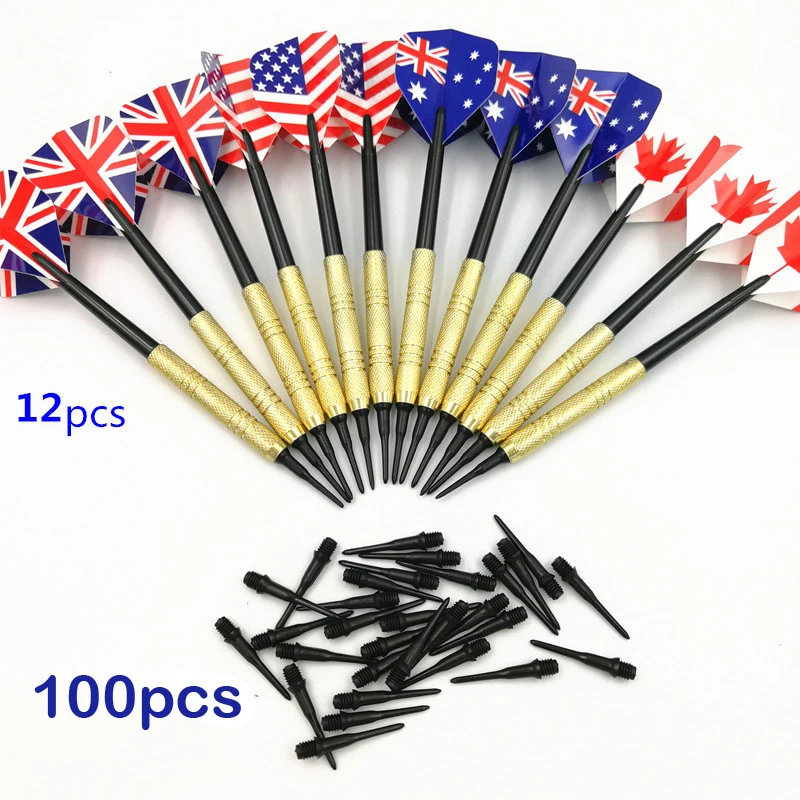 

12 Pieces Professional 14 Grams Soft Tip Darts Set with 100 PCS Extra Plastic Tips for Electronic Dartboard Accessories