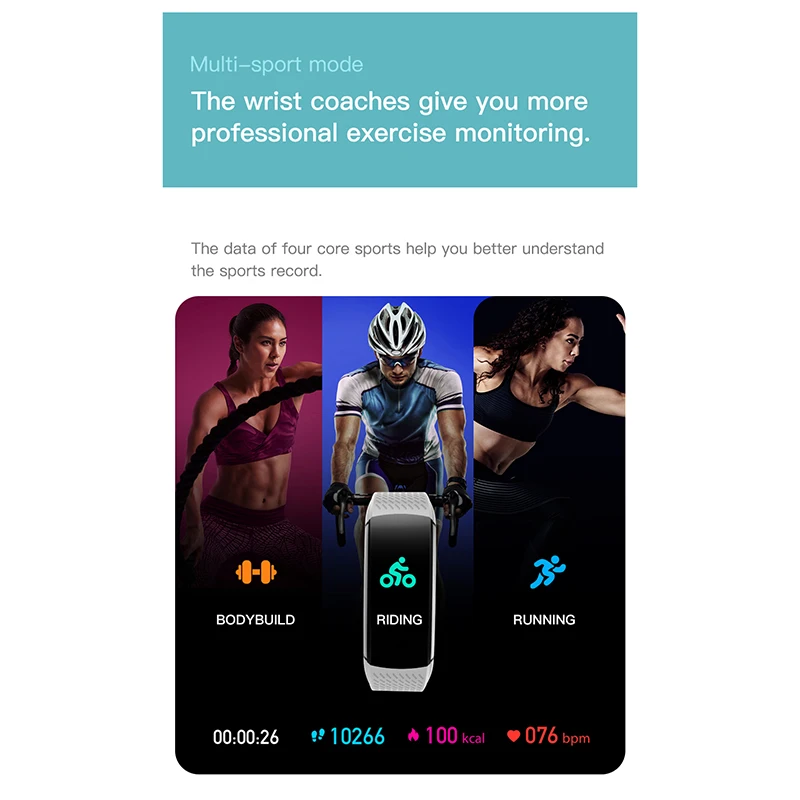 Tiptop водонепроницаемый смарт браслет Мульти спортивный режим пульсометр