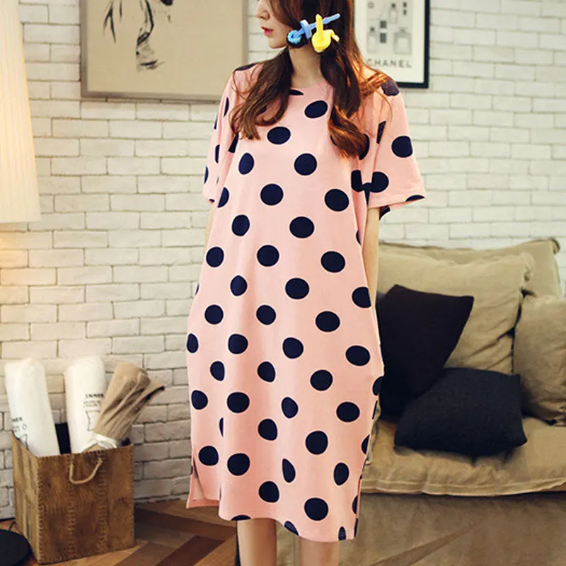 Женская хлопковая ночная рубашка Милая Ночная для девочек одежда сна домашняя