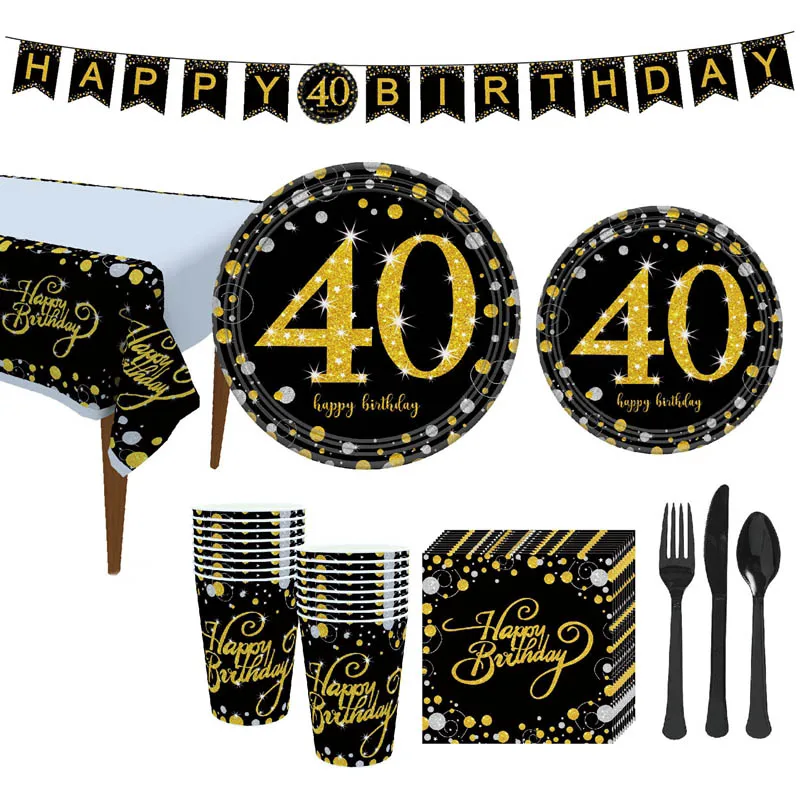 

30 40 50 60 Anniversary Balloons Happy Birthday Party Decorations Adult Black Gold Balloons 30th 40th 50th Years Party Favors