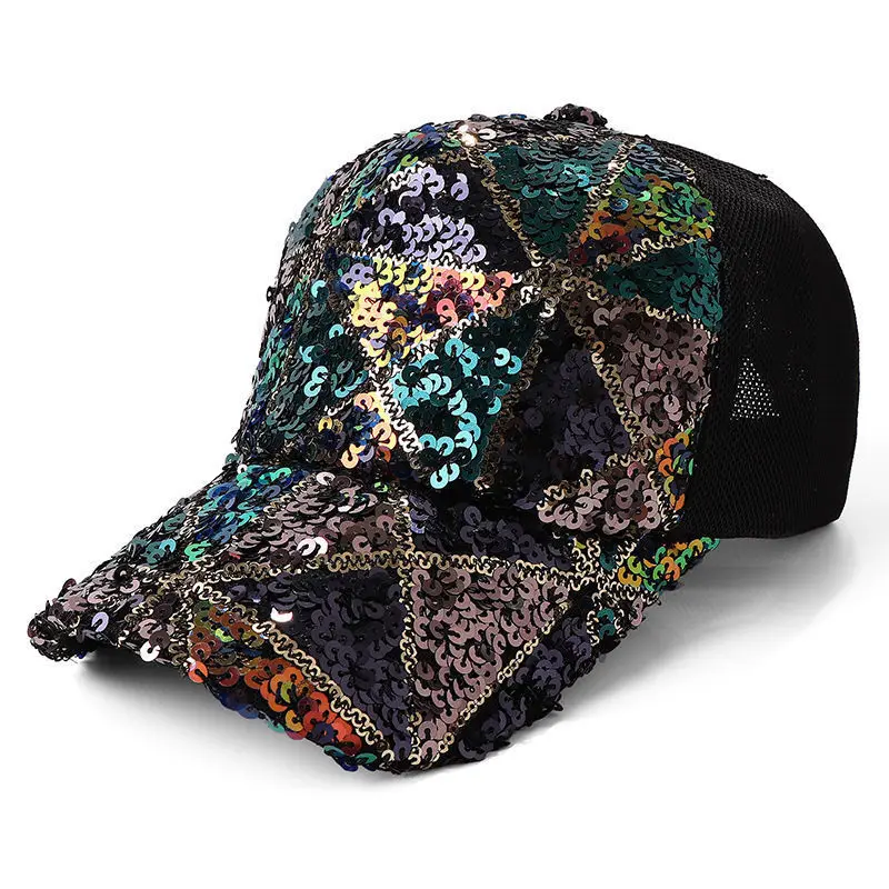 [YARBUU] baseball cap new fashion high quality Sequin NET cap women and girl Sun Protection Cap Triangle hat wholesale