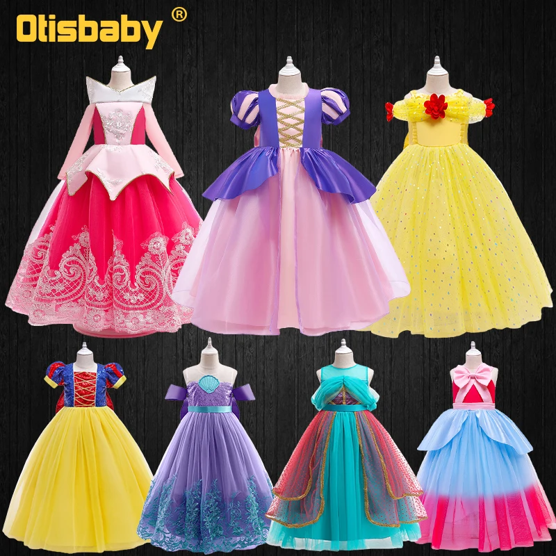 

Halloween Fantasia Princess Dress for Girls Christmas Rapunzel Birthday Party Cinderella Aladdin Elsa Mermaid Costume Children