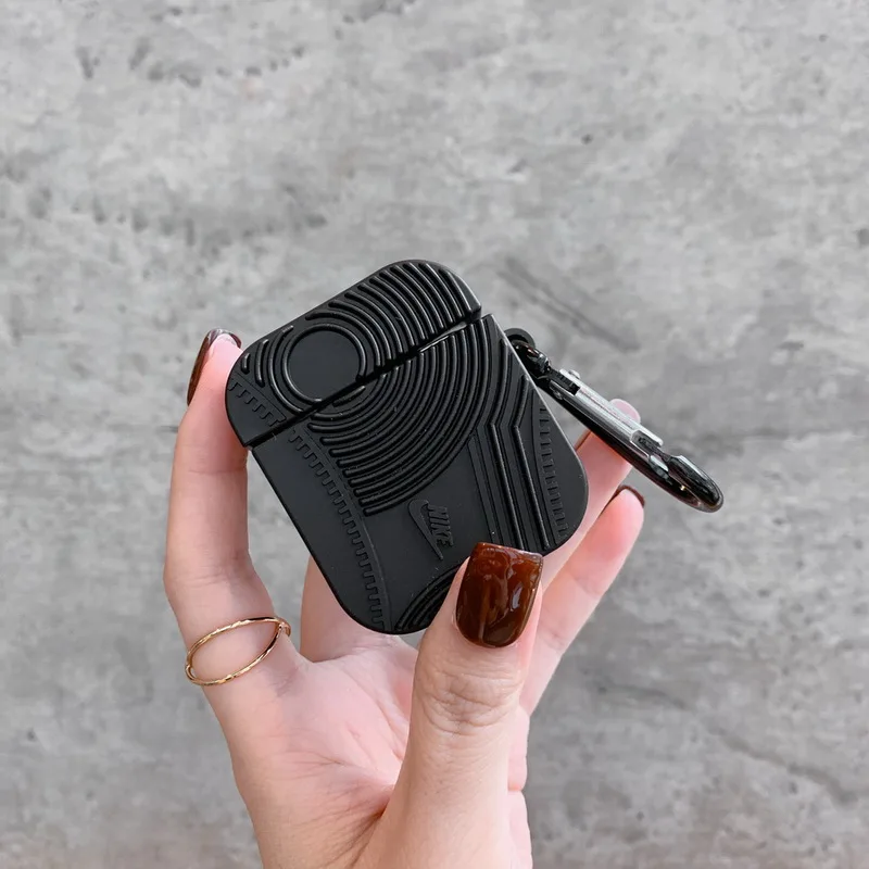 black Модный 3D Мягкий силиконовый чехол с подошвой протектора для Airpods милый мультфильм тренд подарок для Apple Airpods2 Bluetooth наушники чехол - Цвет: black