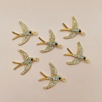 5 pcslot new pearl swallow rhinestone buttons alloy accessories necklace handmade cartoon childrens hair pendant full diamond