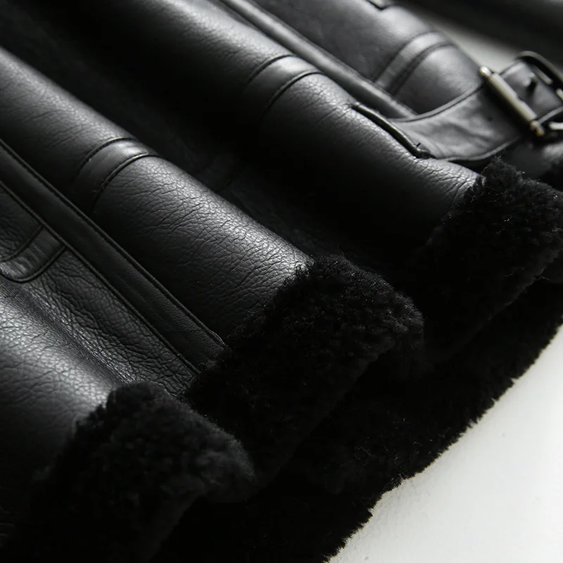 

Lamb Winter 2021 Fur New Bomber Real Leather Jacket Women Sheepskin Double Face Shearling Coat Oversized Genuine Leather Clothes
