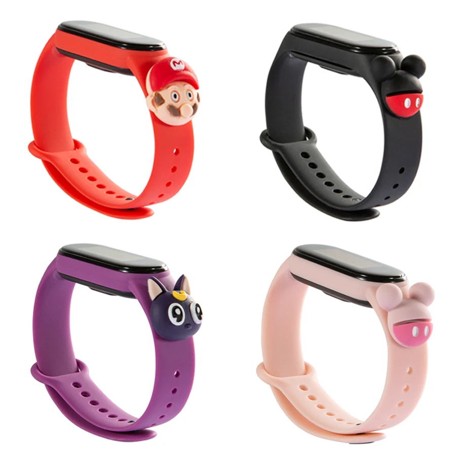 Для Xiaomi MiBand 5 NFC Mi band ремешок Кукла мультфильм для Band замена Смарт часы наручные M5