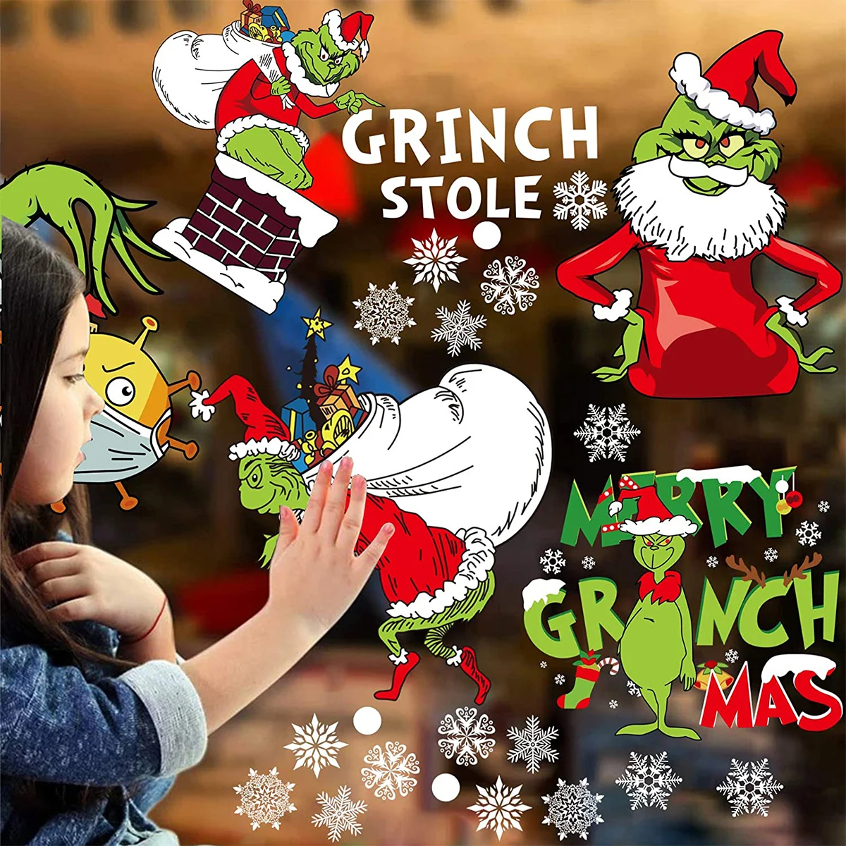 9 листов оконных наклеек рождественские наклейки Зеркальная Наклейка съемная