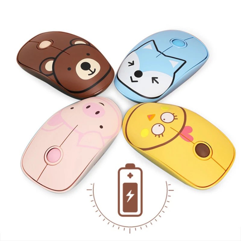 

1600 DPI Ergonomic Optical Mouse 2.4G Wireless Mouse Pad Set Cute Cartoon Silent Optical Computer Mouse USB Receiver For Laptops