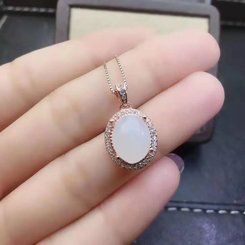 Ожерелье и серьги из серебра 925 пробы с нефритом | Украшения аксессуары