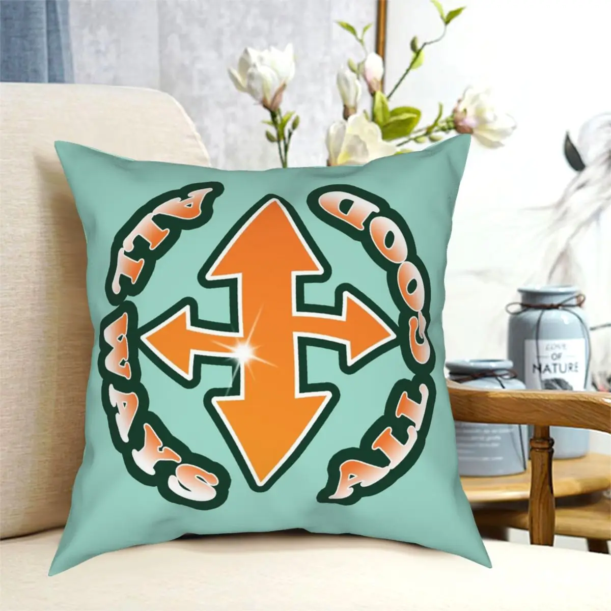 

All Good All Ways Helmet Pillowcase Creative Zipper Decor Bed Cushion Cover 18"