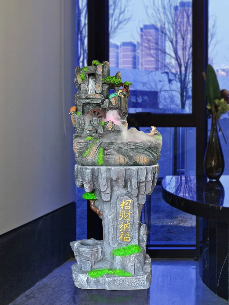 

Artificial Mountain and Fountain Fish Tank Feng Shui Wheel Lucky Living Room Office Ground Bonsai Decorative Decoration Opening