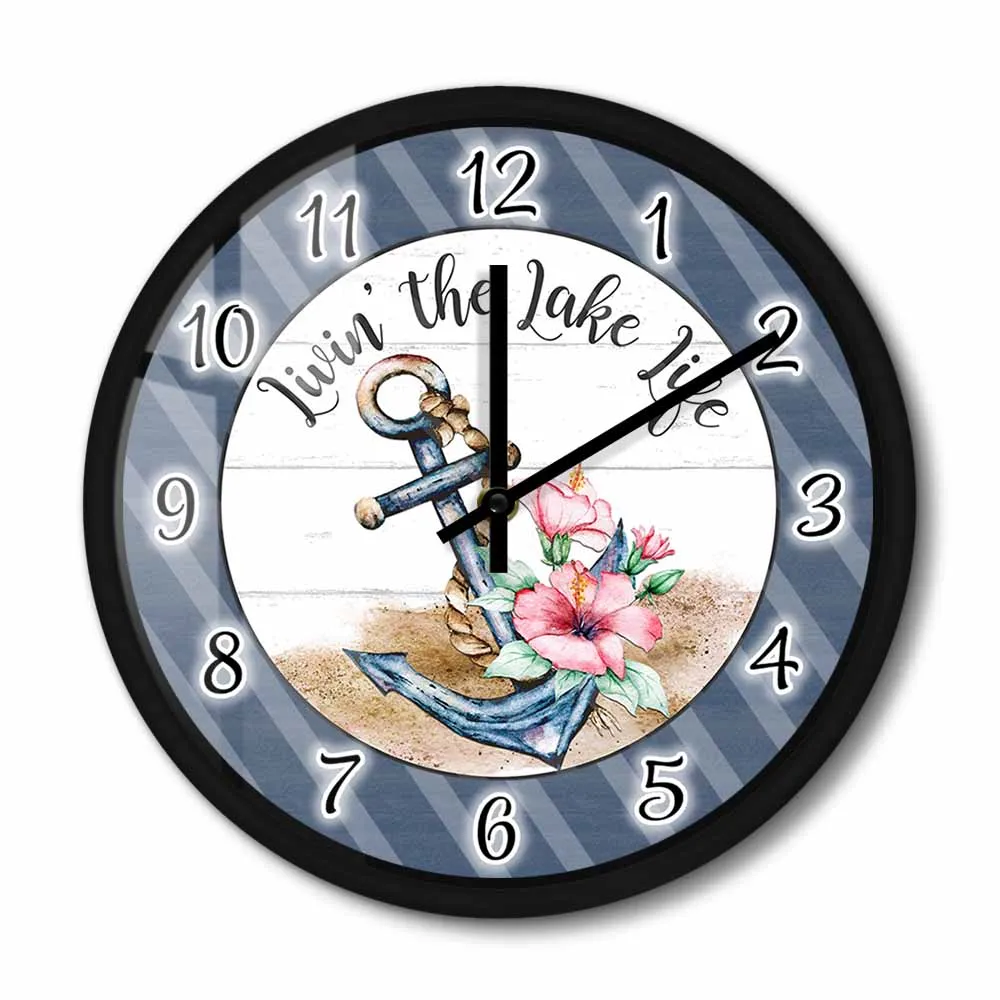 

Настенные часы с регулируемым звуком, украшение для дома и пляжа с изображением морского моряка, Цветочный якорь, лучший подарок для дома