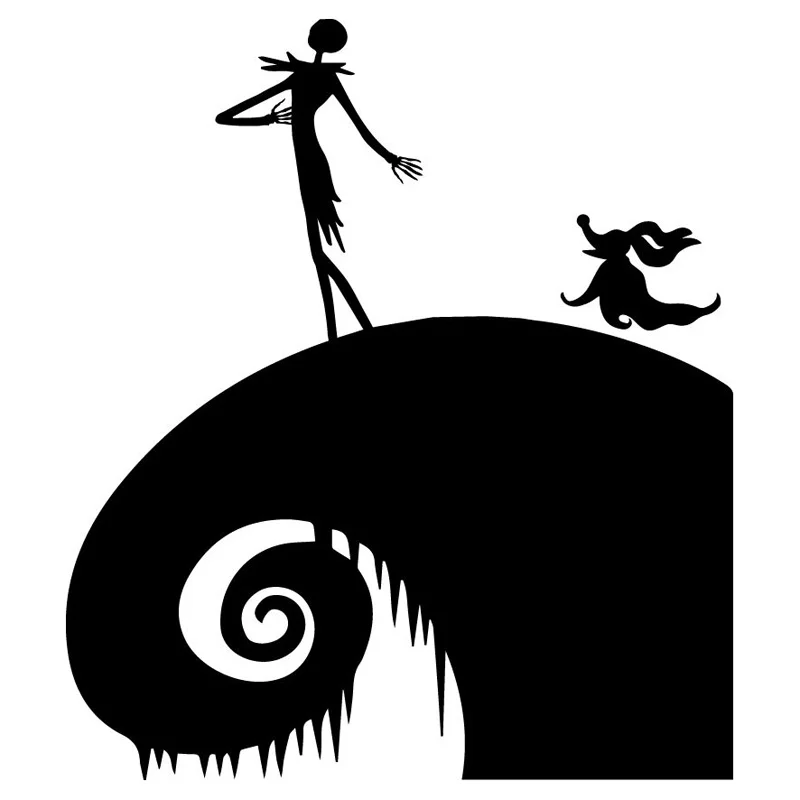 

16cm*14cm Car Sticker Nightmare Before Christmas Jack Motorcycle Sticker Creative Waterproof Sunscreen Black/white