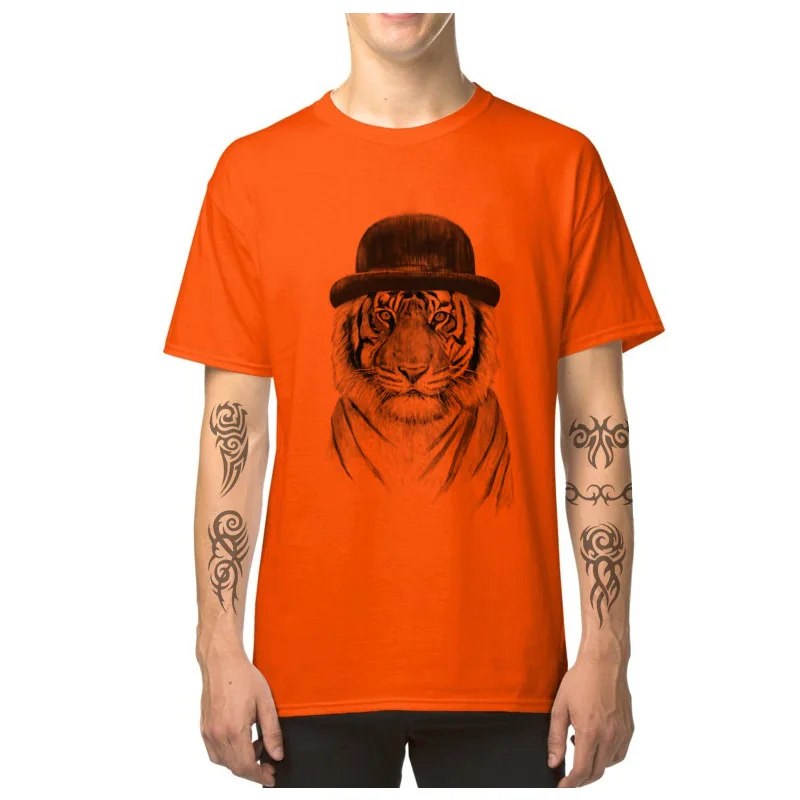 Шикарный тигра модные футболки для мужчин 80s ретро Стиль T рубашка Slim Fit 100% хлопок