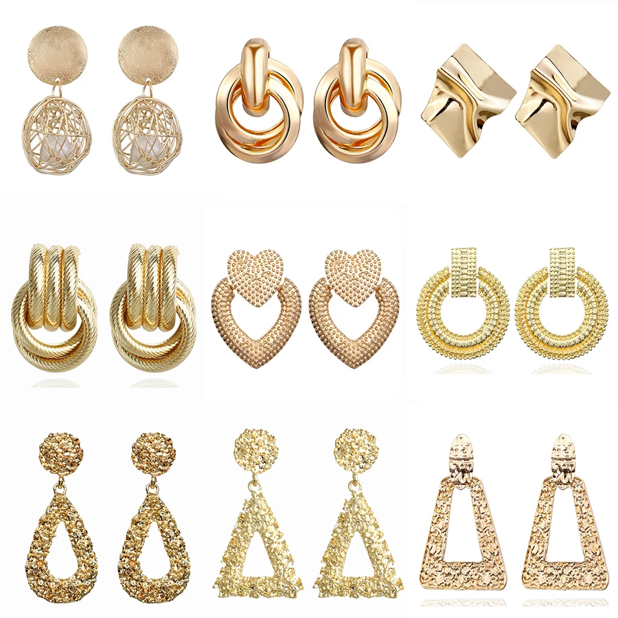 Корейские серьги большие для женщин массивные Серьги Геометрические золотые